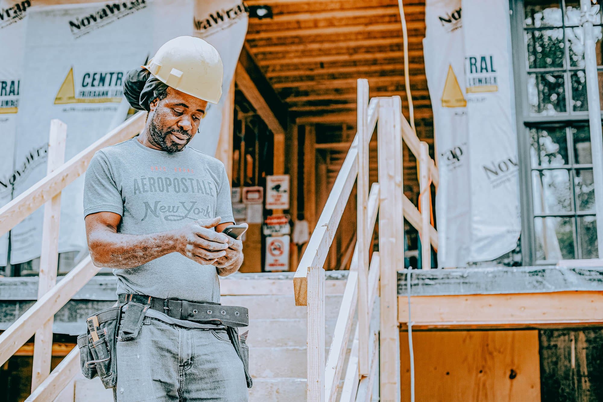 A Pro checking their account from a job site